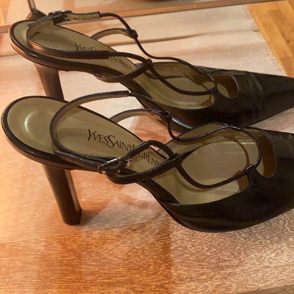 Yves Saint Laurent high heel open back point black heel size 10 - Picture 7 of 8
